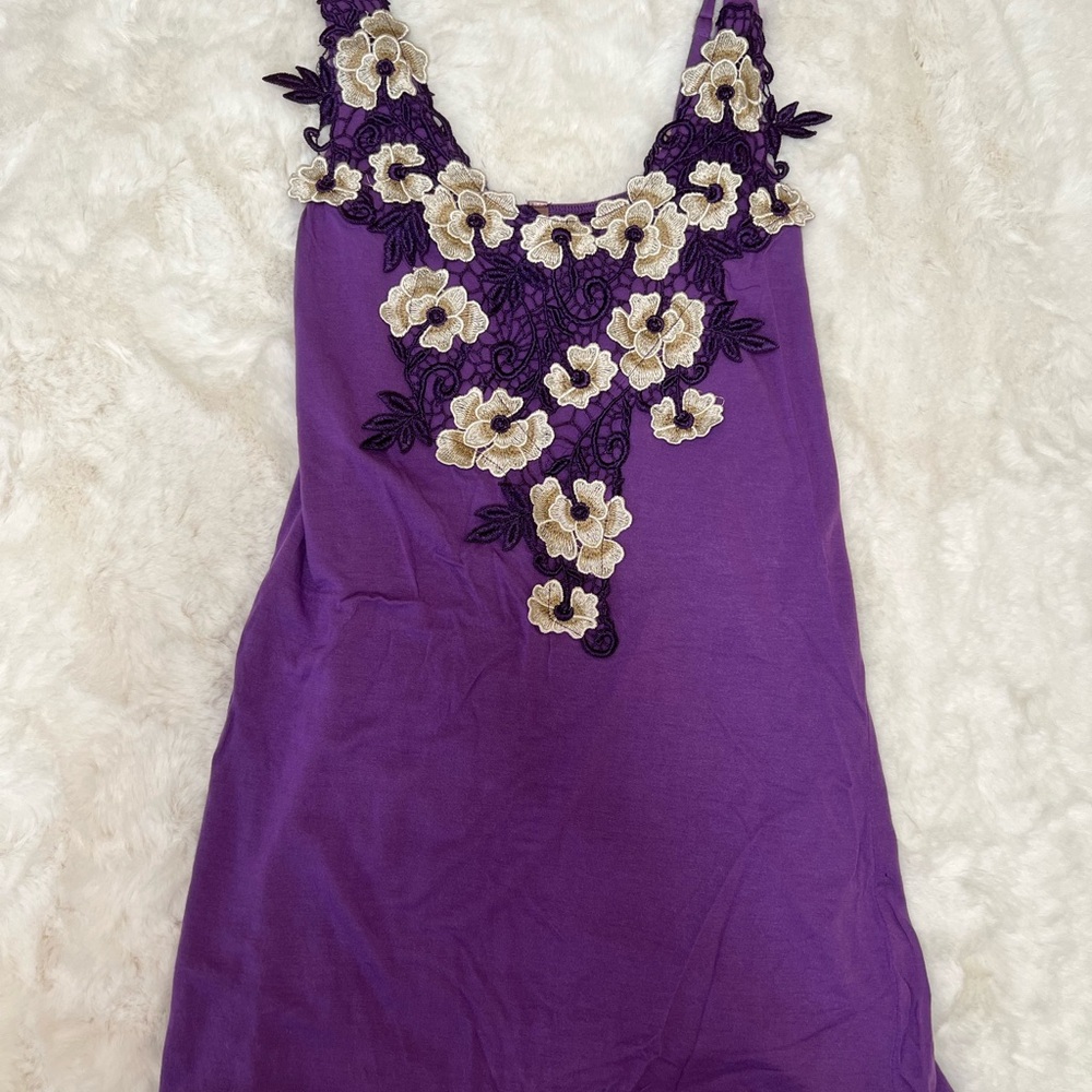 Purple 3d spaghetti strap dress, small.